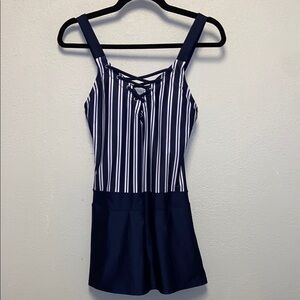 Nautica White and Black with Pockets One-Piece Swimsuit 3470